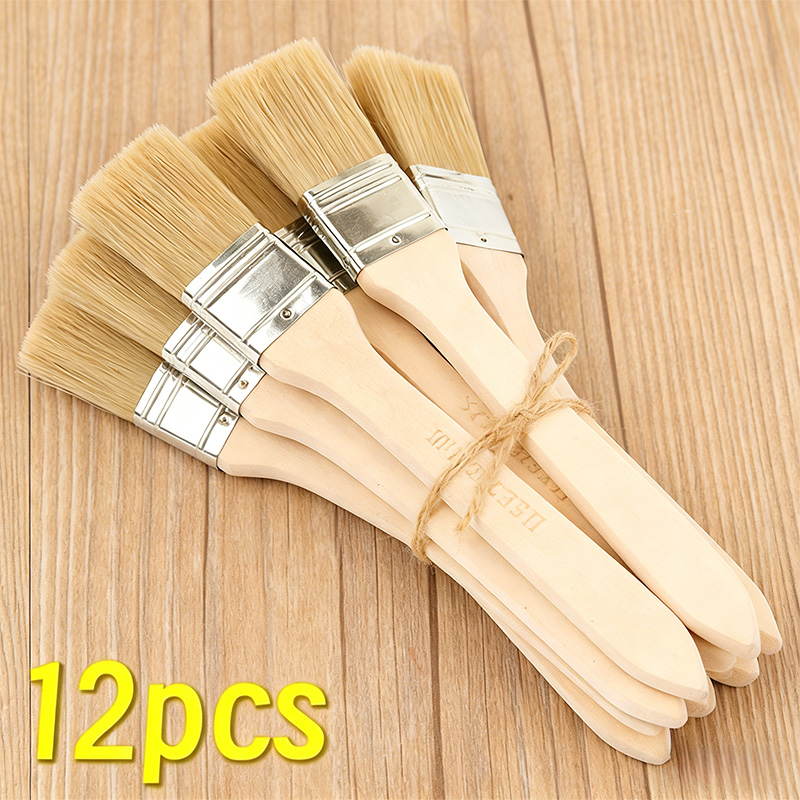 Wood Stain Brush - 1-24 Buah Set Kuas Cat Profesional