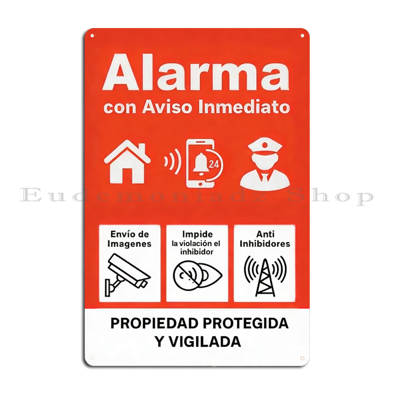 Home Improvement Hardware - Plakat Logam Sistem Alarm 24 Jam