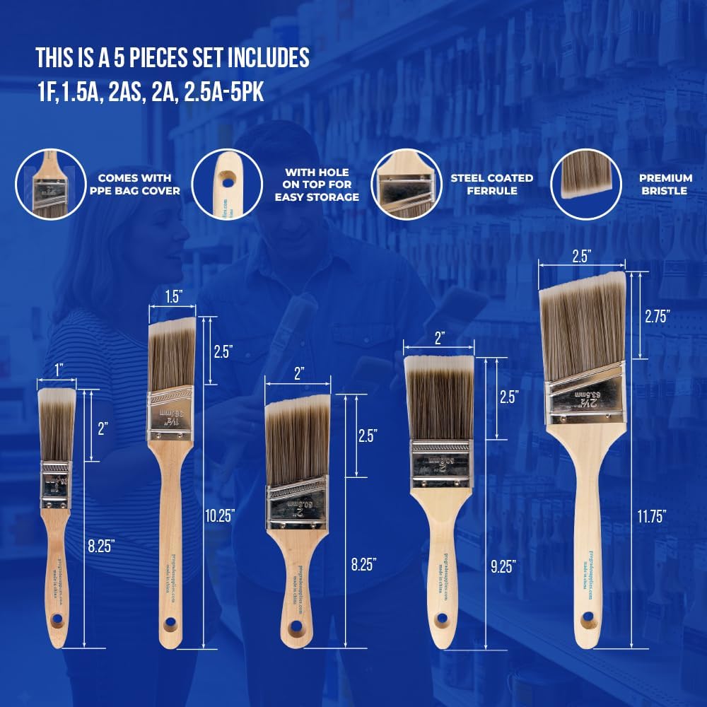Set Kuas Cat 5 Buah, Kuas Data - Wood Stain Brush ulasan dan harga