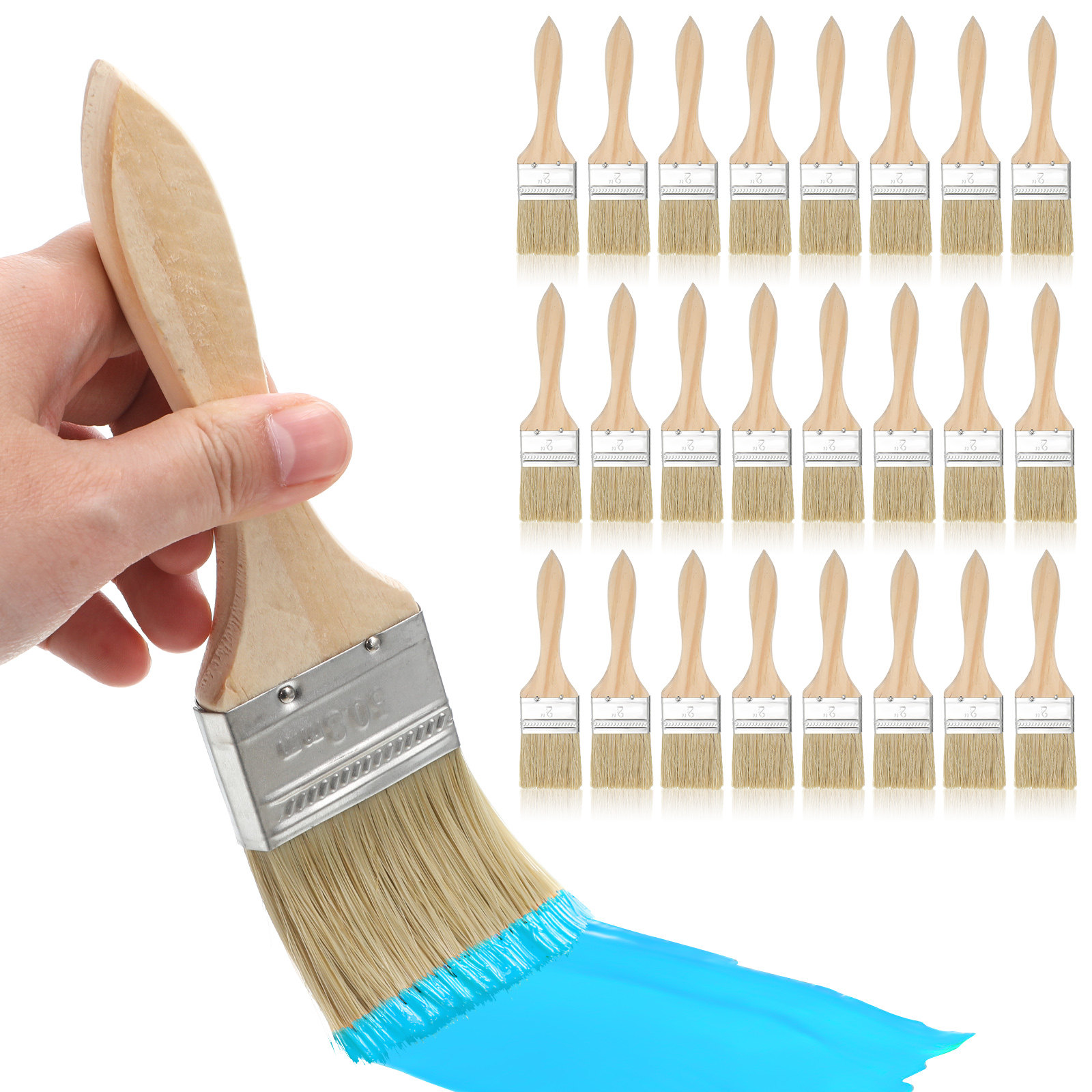 30Pcs Kuas Cat Datar Gagang Ka - Wood Stain Brush ulasan dan harga